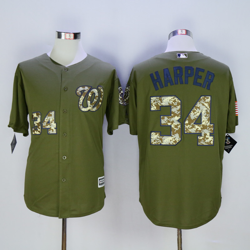 Men Washington Nationals #34 Harper Green MLB Jerseys